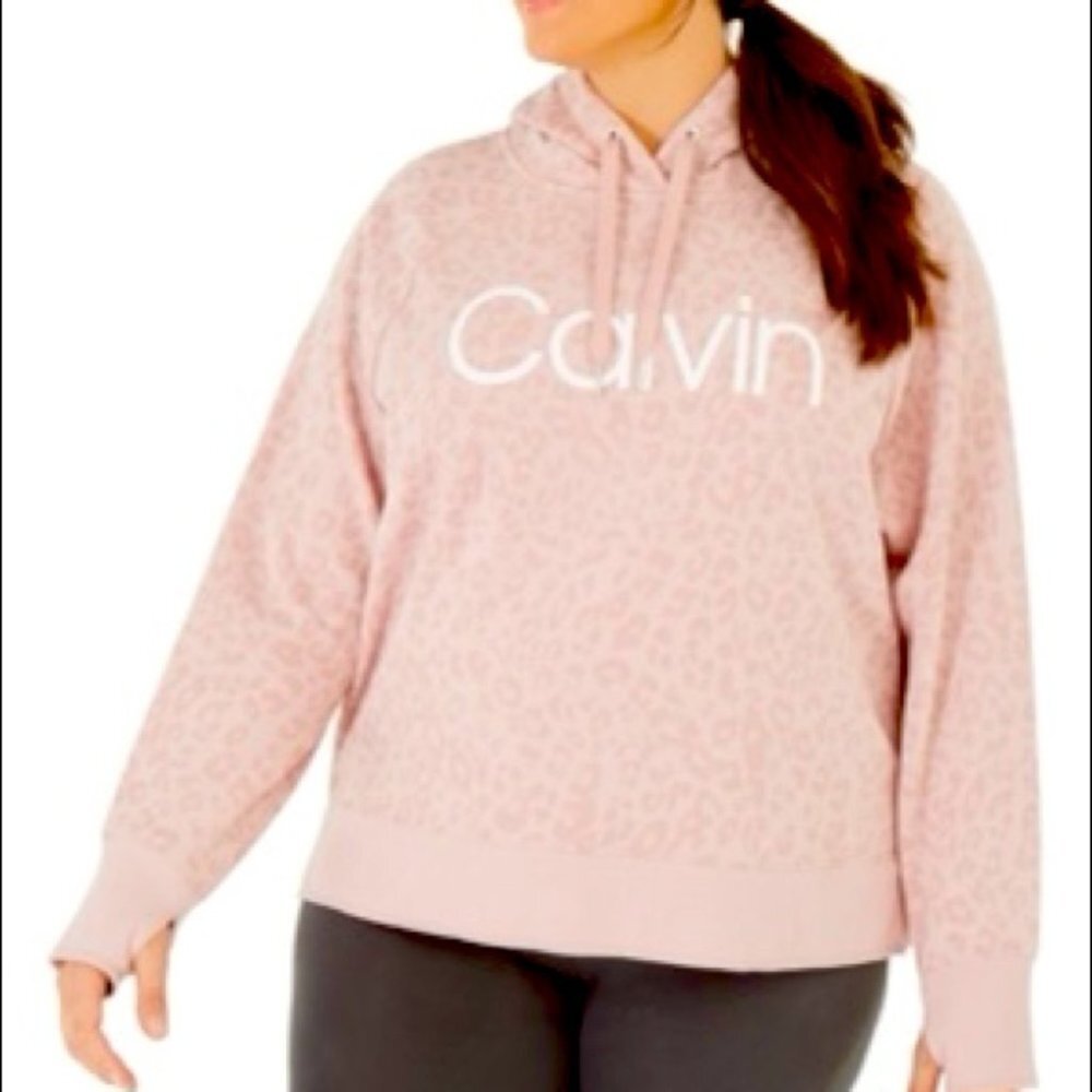 NWT Calvin Klein Pink Leopard Print Hoodie